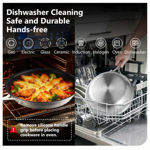 Agerma Nonstick Frying Pan | Tri-Ply Stainless Steel | Detachable Handle | Reinforced Coating | All Cooktops Compatible
